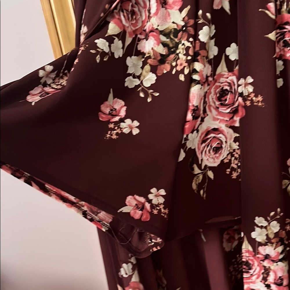 Floral Maxi Romper in Burgundy - Picture 10 of 10